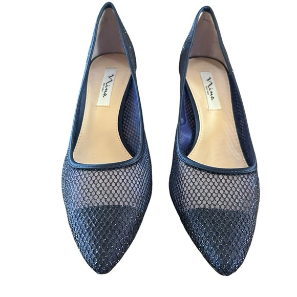 Nina Niley Mesh Classic Elegant Navy Kitten Heel Pumps Pointed Toe NEW Size 10 - Picture 3 of 11